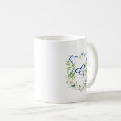 crête bleue de tasse de monogramme d'aquarelle (Devant droit)