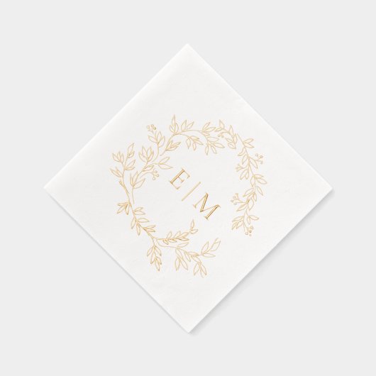 Crête feutrée moderne Simple Monogramme Mariage Or (Droite)