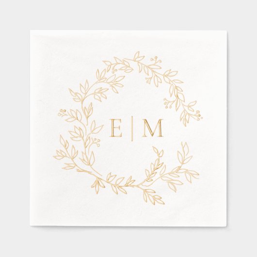 Crête feutrée moderne Simple Monogramme Mariage Or (Recto)