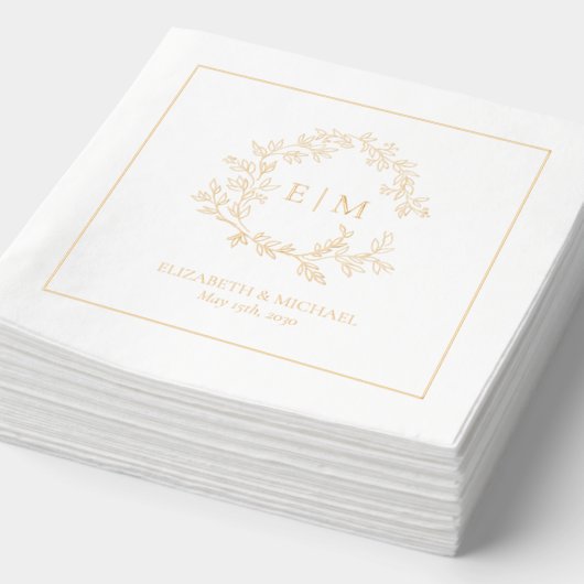 Crête feutrée moderne Simple Monogramme Mariage Or (Détail)
