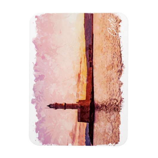 Crete Greece Oil Paint Sunset Art Magneet (Verticaal)