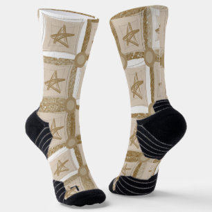 Crew Socks Beige Stars Sokken