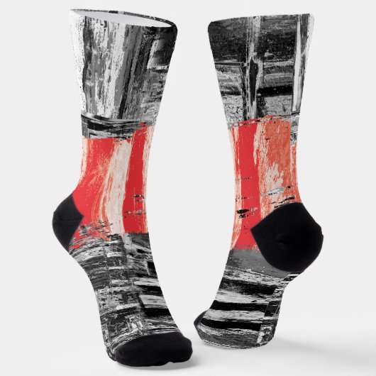 Crew Socks – Red Pulse Abstract Design Sokken (Gebogen)