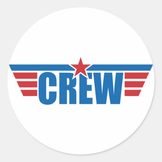 Crew Wings Badge - Luchtvaart Ronde Sticker (Voorkant)