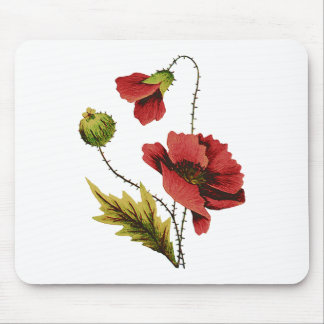 Crewel borduurwerk rode papaver muismat