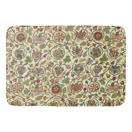 Crewel Work Borduurwerk Fruit en bloemen Badmat (Voorkant)