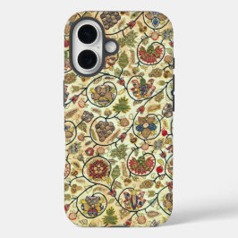 Crewel Work Borduurwerk Fruit en bloemen iPhone 16 Hoesje