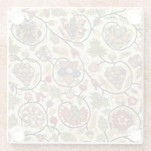 Crewel Work Borduurwerk Fruit en bloemen Glazen Onderzetter (Achterkant)