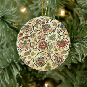 Crewel Work Borduurwerk Fruit en bloemen Keramisch Ornament