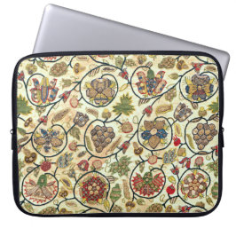 Crewel Work Borduurwerk Fruit en bloemen Laptop Sleeve