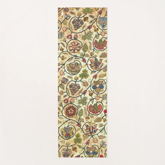 Crewel Work Borduurwerk Fruit en bloemen Yogamat (Voorkant)