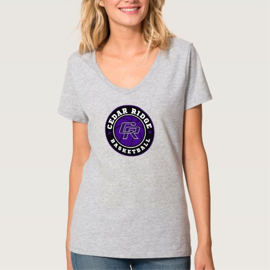 CRHS Basketball Logo - Dames Grijs V-hals T-shirt (Voorkant)