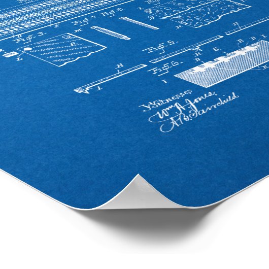Cribbage Board Patent - Blauwdruk Poster (Hoek)