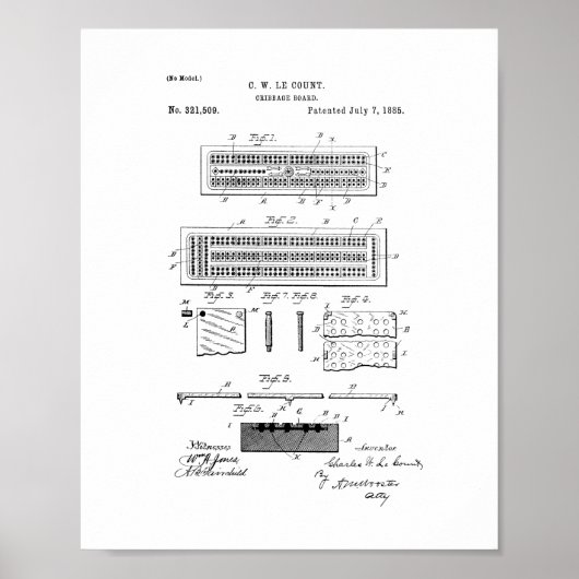 Cribbage Board Patent Poster (Voorkant)