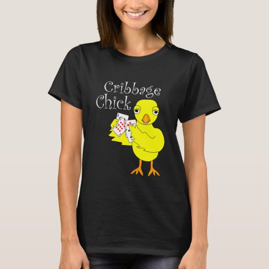 Cribbage Chick Curly Tekst T-shirt (Voorkant)