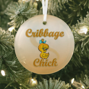 Cribbage Chick Glas Ornament