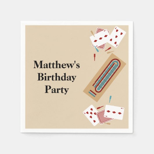 Cribbage spel thema gepersonaliseerde partij servet (Voorkant)