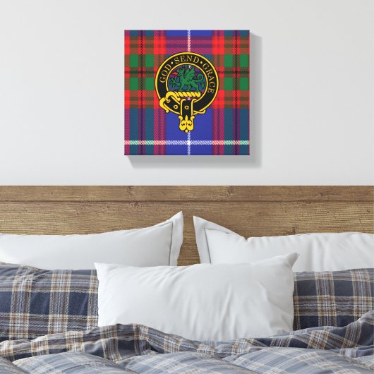 Crichton Scottish Crest en Tartan Canvas print (Insitu (Slaapkamer))