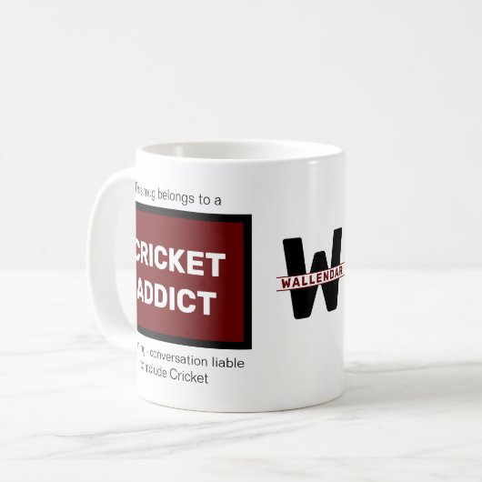 Cricket Addict Voeg Jouw naam Monogram Initiaal Koffiemok (Voorkant links)