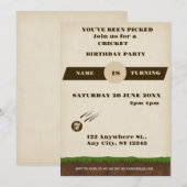 Cricket Anniversaire de fête Sports Invitation (Devant / Derrière)