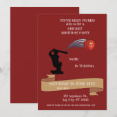 Cricket Anniversaire de fête Sports Invitation (Devant / Derrière)