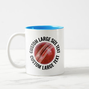 Cricket Bal & Grote Tekst LICHTBLAUW 310g Custom Tweekleurige Koffiemok