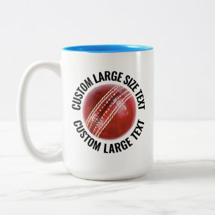 Cricket Bal & Grote Tekst LICHTBLAUW 425g Custom Tweekleurige Koffiemok