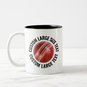 Cricket Bal & Grote Tekst ZWART 11oz Aangepast Tweekleurige Koffiemok
