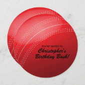 Cricket Ball Birthday Party Kaart (Voorkant / Achterkant)