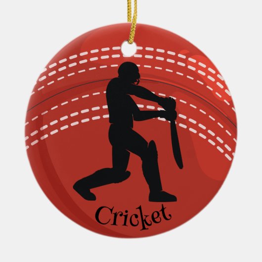 Cricket Ball Cricketer Design Ceramic Ornament (Voorkant)