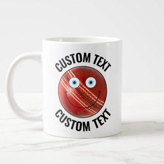 Cricket Ball Custom Happy Face & gepersonaliseerde Extra Grote Beker (Links)