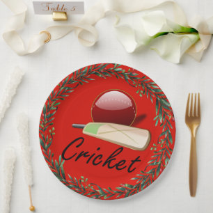 Cricket bat en bal, Kerstmis, Papieren Bordje