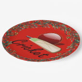 Cricket bat en bal, Kerstmis, Papieren Bordje (Gekanteld)