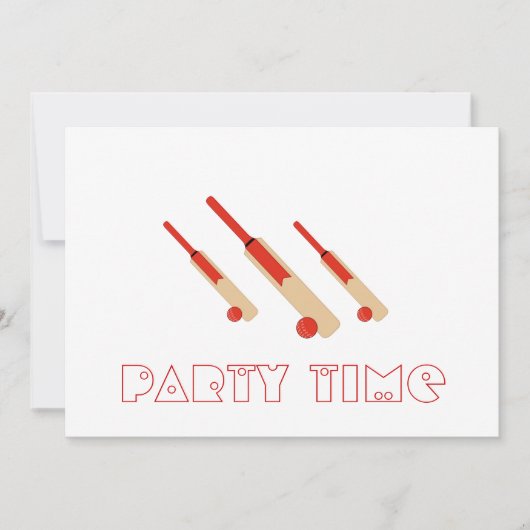 Cricket Bats and Balls Party Time Invitation Kaart (Voorkant)