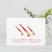 Cricket Bats and Balls Party Time Invitation Kaart (Staand voorkant)