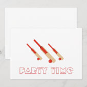 Cricket Bats and Balls Party Time Invitation Kaart (Voorkant / Achterkant)