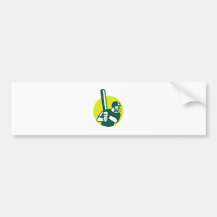 Cricket Batsman Batsman Pictogram Retro Bumpersticker