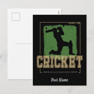 Cricket Batsman Pitcher Speler Coach Feestdagenkaart