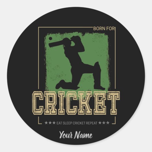 Cricket Batsman  Pitcher Speler Coach Ronde Sticker (Voorkant)