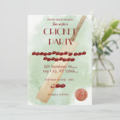 Cricket Birthday Party Sports Invitation (Debout devant)