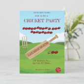 Cricket Birthday Party Sports Invitation Kaart (Staand voorkant)
