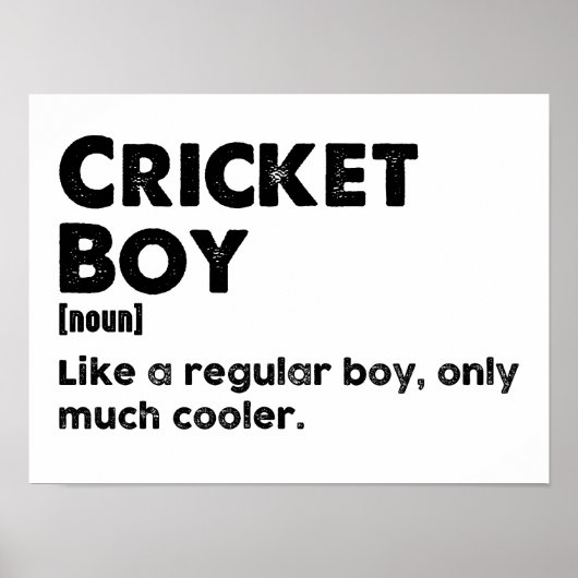 Cricket Boy Funny Dictionary Definitie Poster (Voorkant)