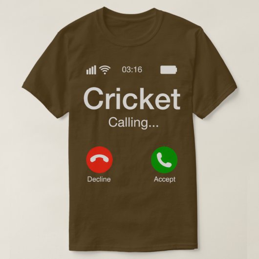 Cricket die de Telefoon van Cricket roept T-shirt (Design voorkant)