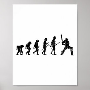 Cricket Evolutie Grappige Grafiek Voor Speler Poster