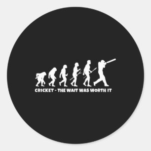 Cricket-evolutie voor cricket-sportspeler grappig ronde sticker