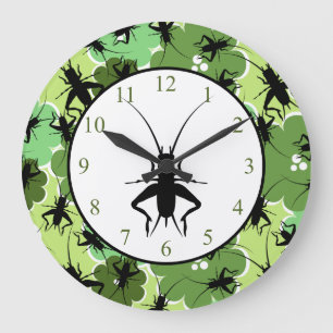 Cricket Floral Pattern Green and Black Grote Klok