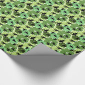 Cricket Floral Pattern Green + Black Cadeaupapier (Hoek)