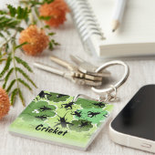 Cricket Floral Pattern Green + Black Sleutelhanger (Voorkant Rechts)