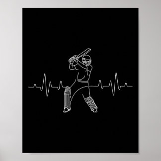 Cricket Game Heartbeat - Tsman Cricketer Bowler Tt Poster