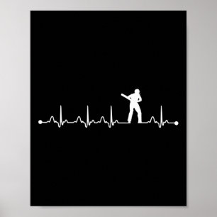 Cricket Hartslag Ekg Pols Voor Cricketspeler Poster